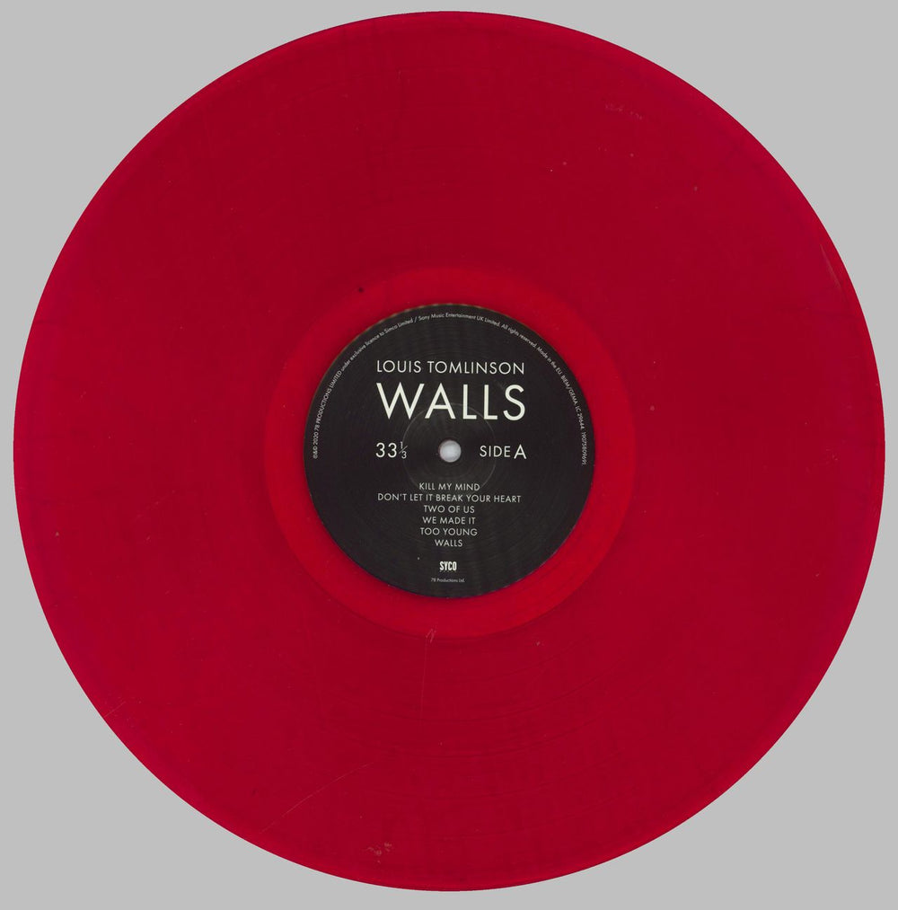 Louis Tomlinson Walls - Red Vinyl UK vinyl LP album (LP record) 337LPWA826408