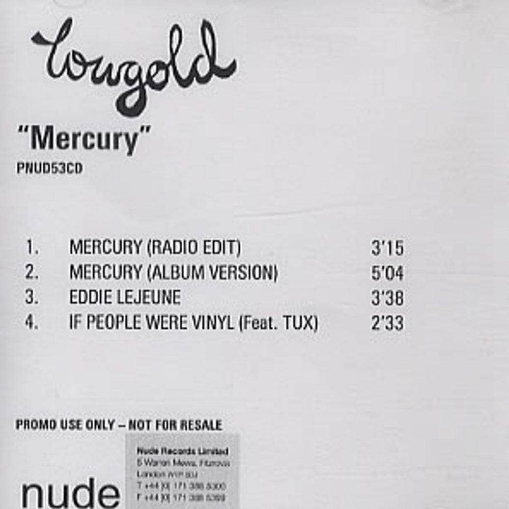 Lowgold Mercury UK CD-R acetate CD-R ACETATE