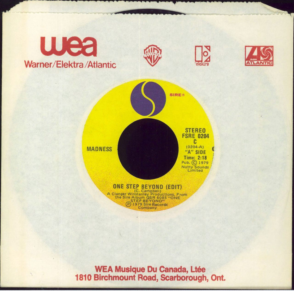 Madness One Step Beyond Canadian 7" vinyl single (7 inch record / 45) FSRE0204C