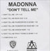 Madonna Don't Tell Me UK Promo CD-R acetate CD ACETATE