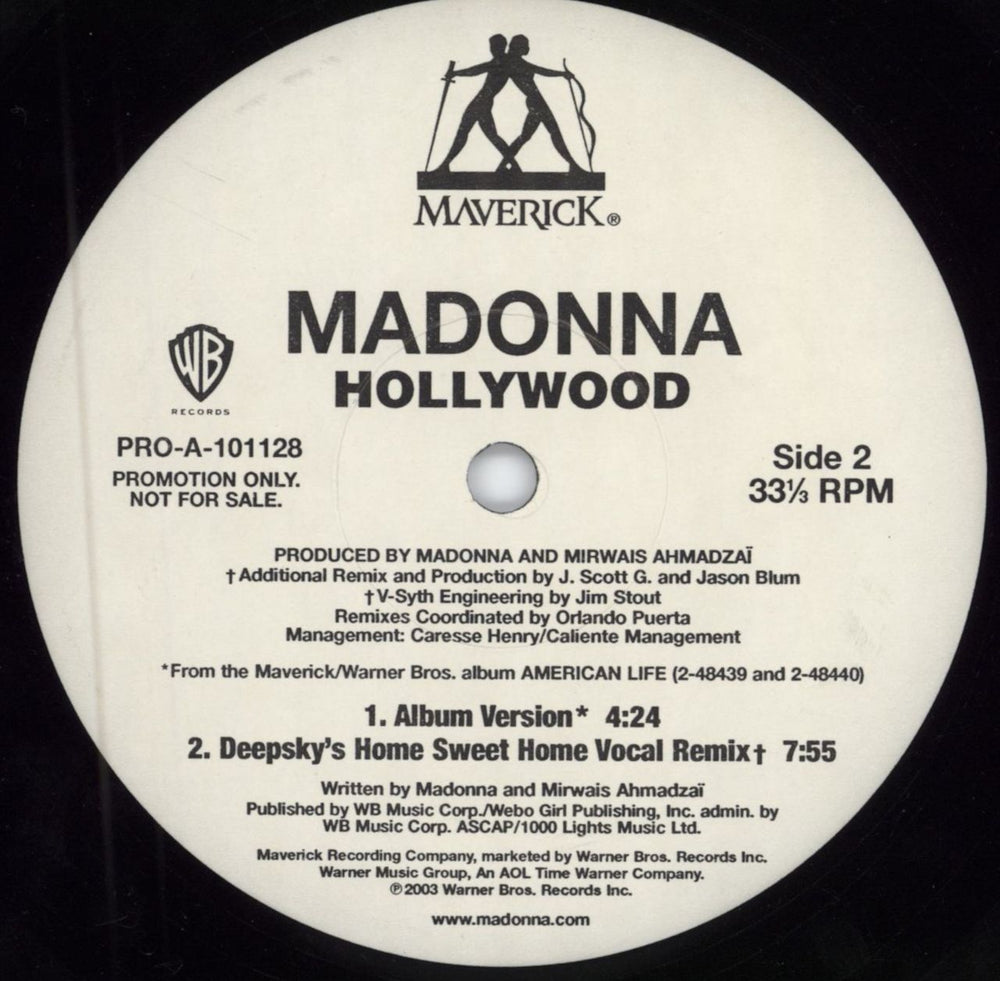 Madonna Hollywood Remixes Part 1 US Promo 12" vinyl single (12 inch record / Maxi-single) MAD12HO250840