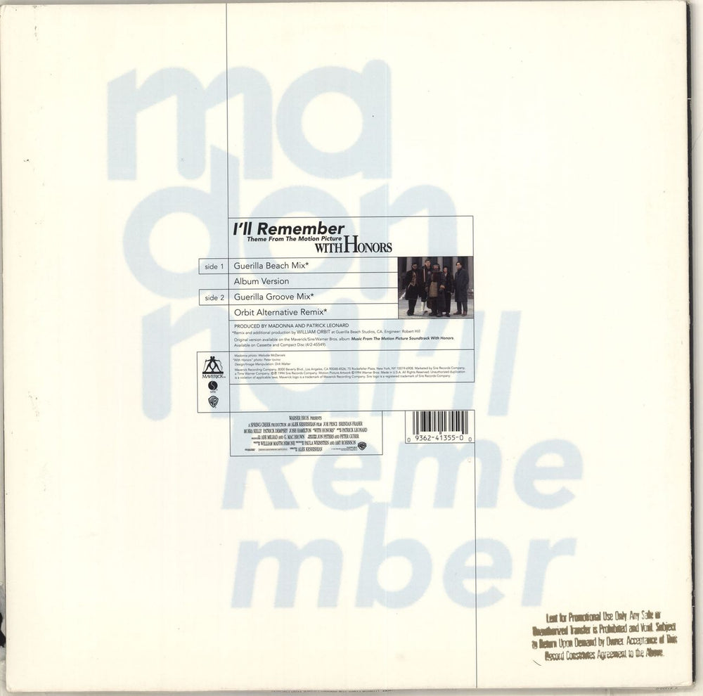 Madonna I'll Remember US 12" vinyl single (12 inch record / Maxi-single) 093624135500