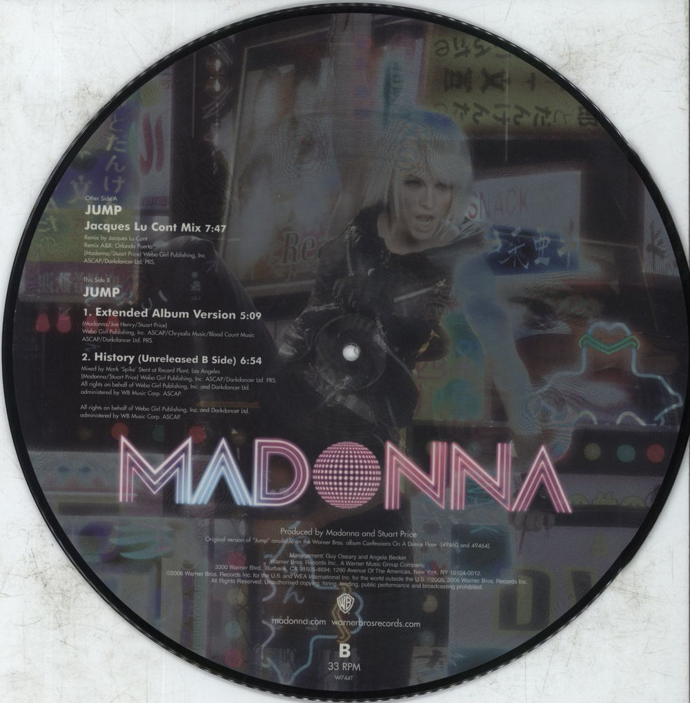 Madonna Jump - Price Stickered UK 12" vinyl picture disc (12 inch picture record) 093624304104