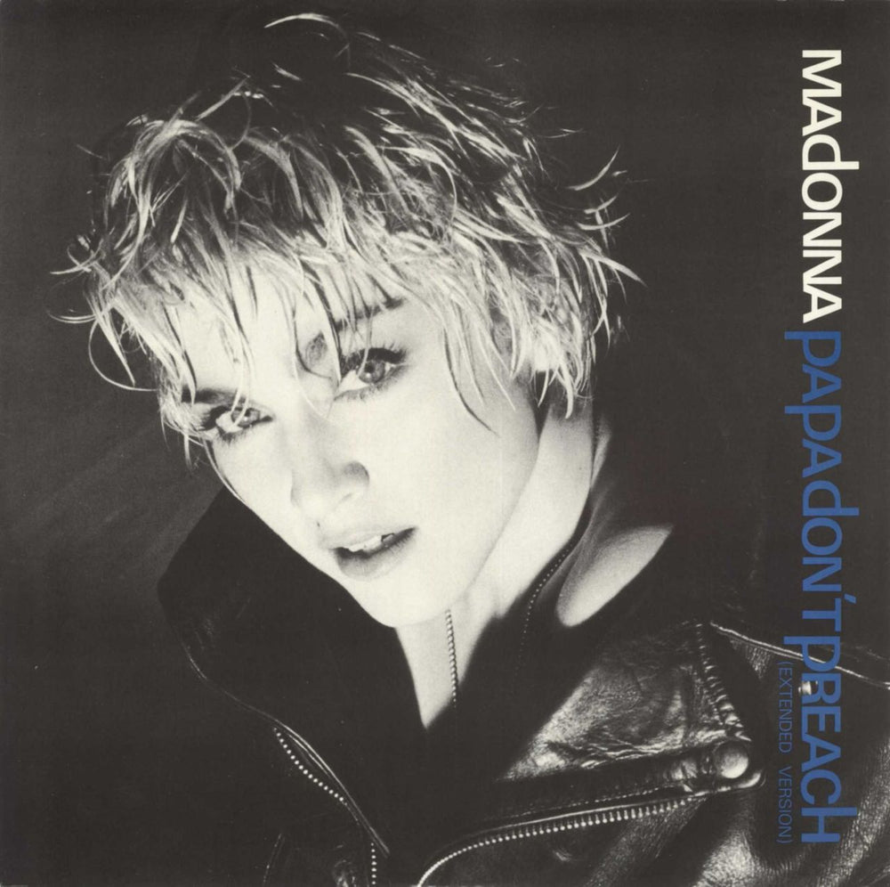 Madonna Papa Don't Preach - Blue Titles + Poster UK 12" vinyl single (12 inch record / Maxi-single) W8636T