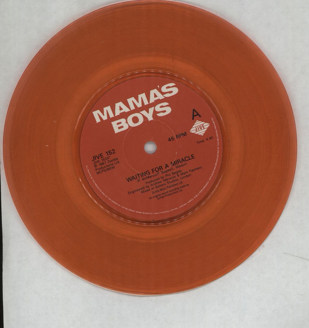 Mama's Boys Waiting For A Miracle UK 7" vinyl single (7 inch record / 45) MAM07WA01692