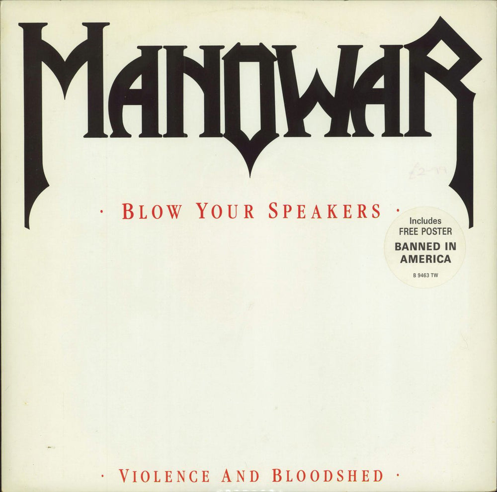 Manowar Blow Your Speakers UK 12" vinyl single (12 inch record / Maxi-single) B9463TW