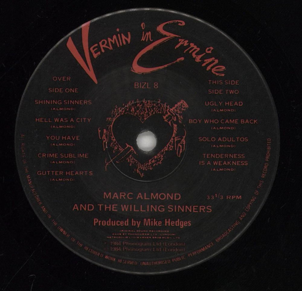 Marc Almond Vermin In Ermine - Gold promo stamped UK vinyl LP album (LP record) ALMLPVE285240