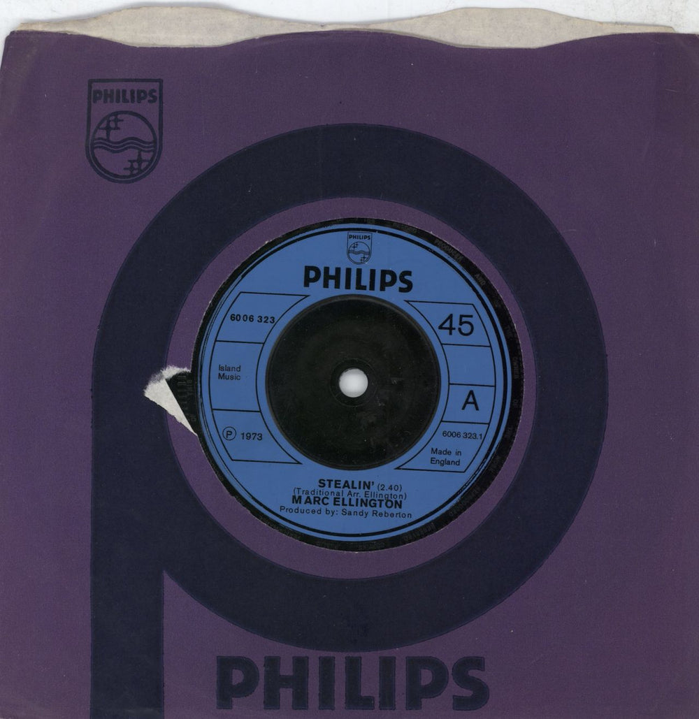 Marc Ellington Stealin' UK 7" vinyl single (7 inch record / 45) 6006323