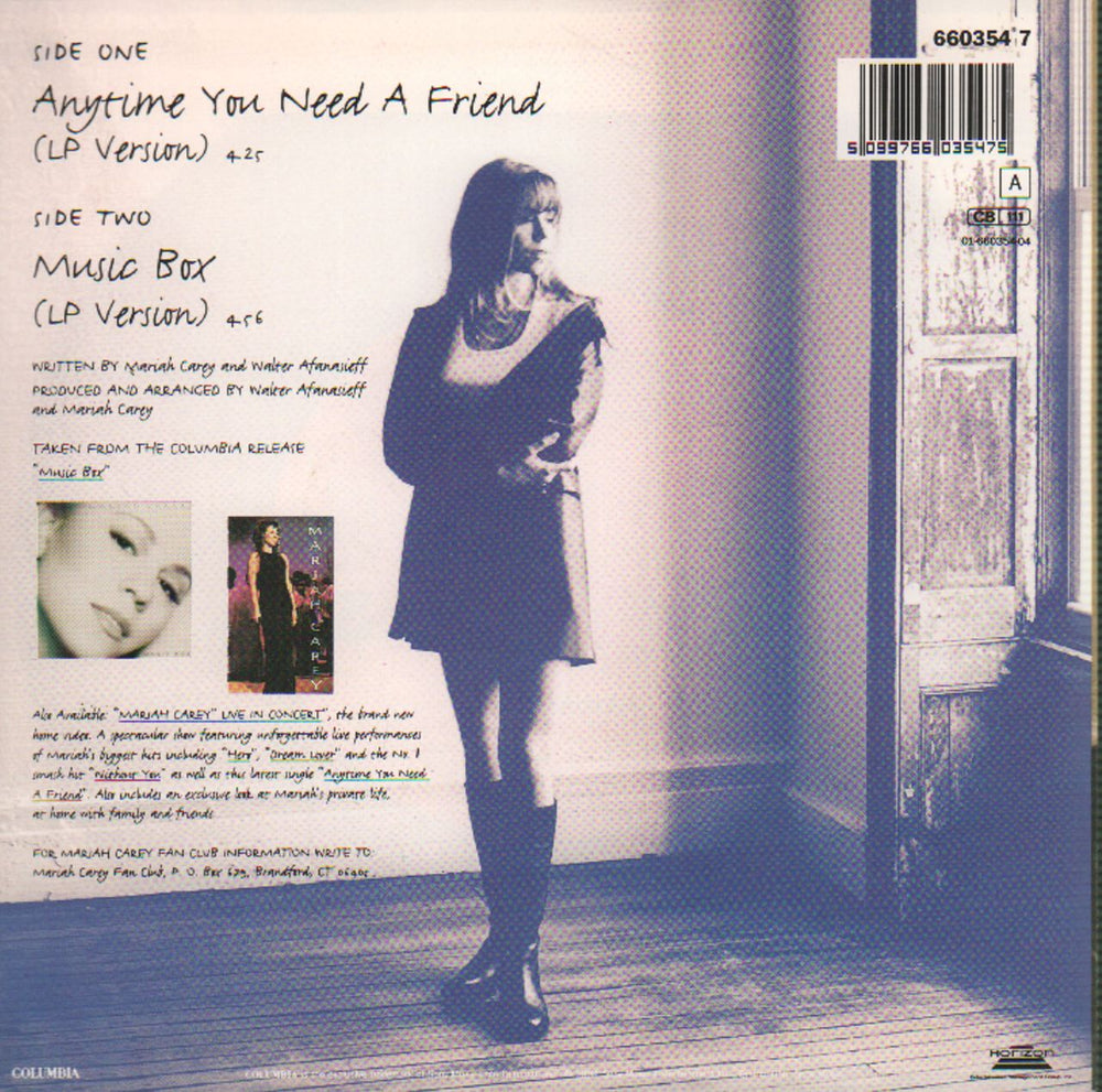 Mariah Carey Anytime You Need A Friend Dutch 7" vinyl single (7 inch record / 45) CRY07AN90947