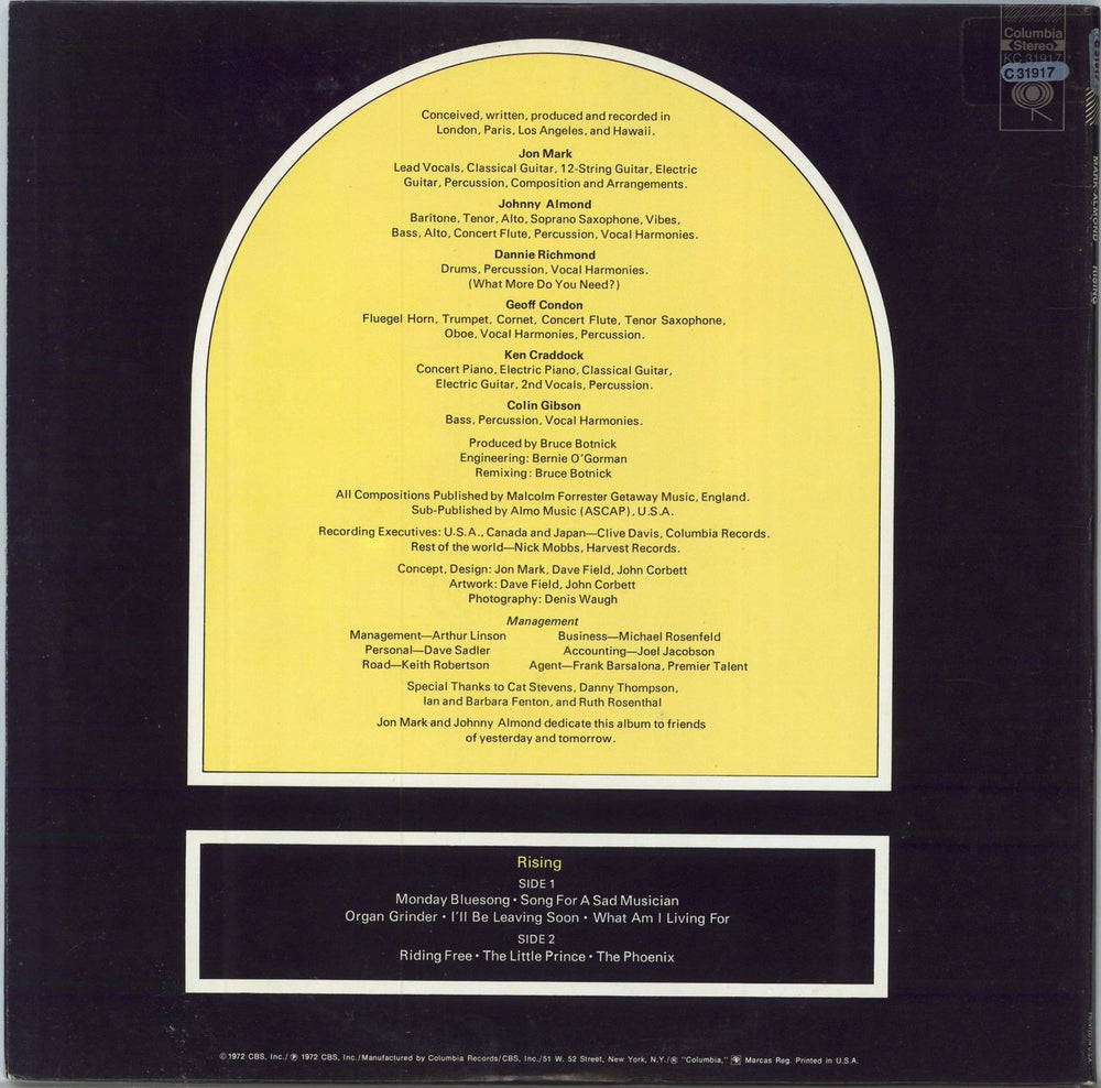 Mark-Almond Rising US vinyl LP album (LP record)