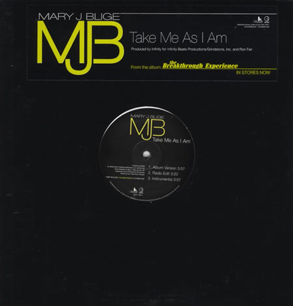 Mary J Blige Take Me As I Am US Promo 12" vinyl single (12 inch record / Maxi-single) GEFR-11884-1