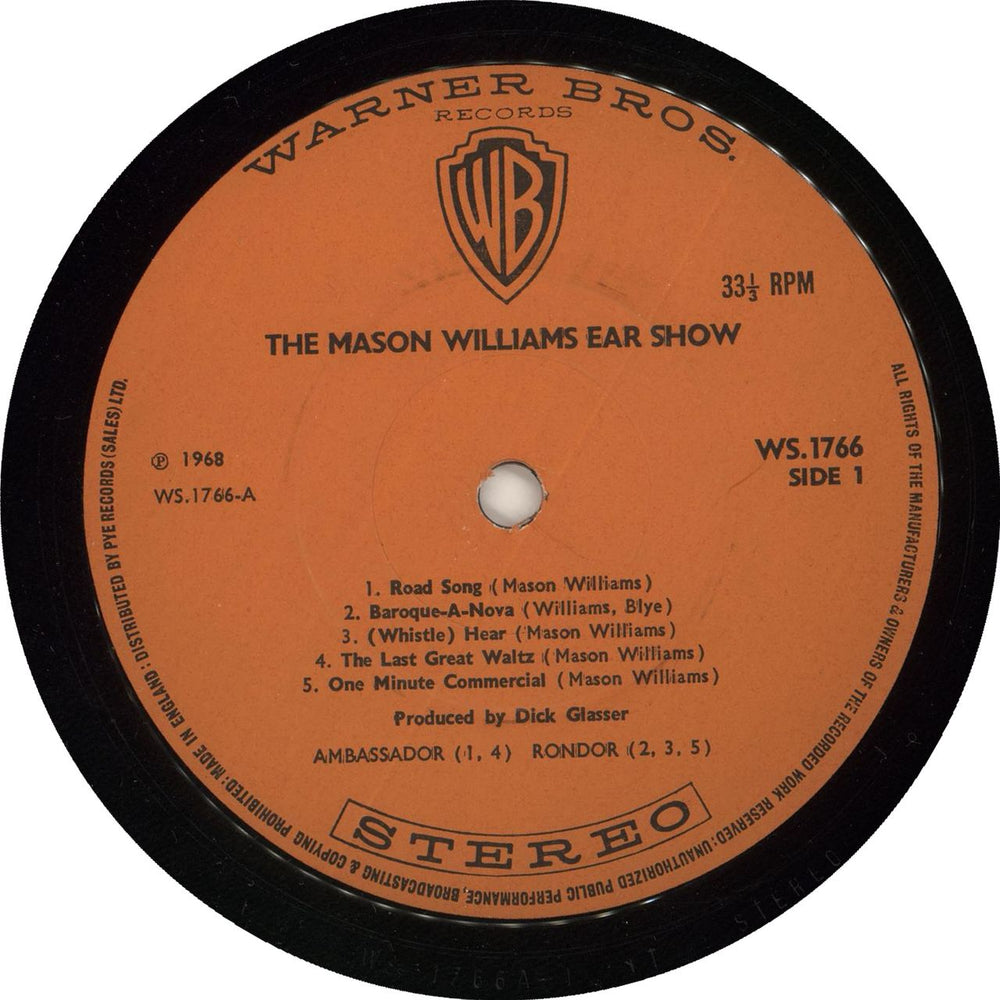 Mason Williams The Mason Williams Ear Show UK vinyl LP album (LP record)