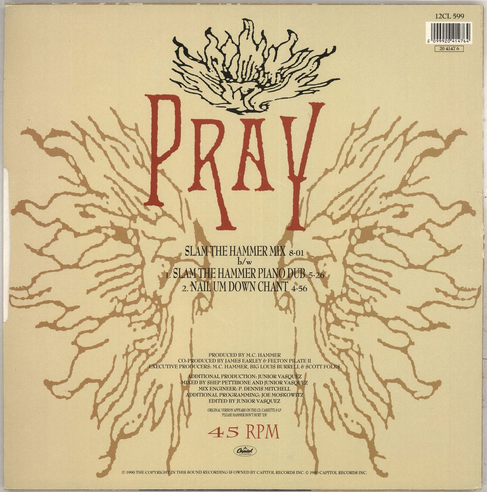 MC Hammer Pray UK 12" vinyl single (12 inch record / Maxi-single) 5099920414764