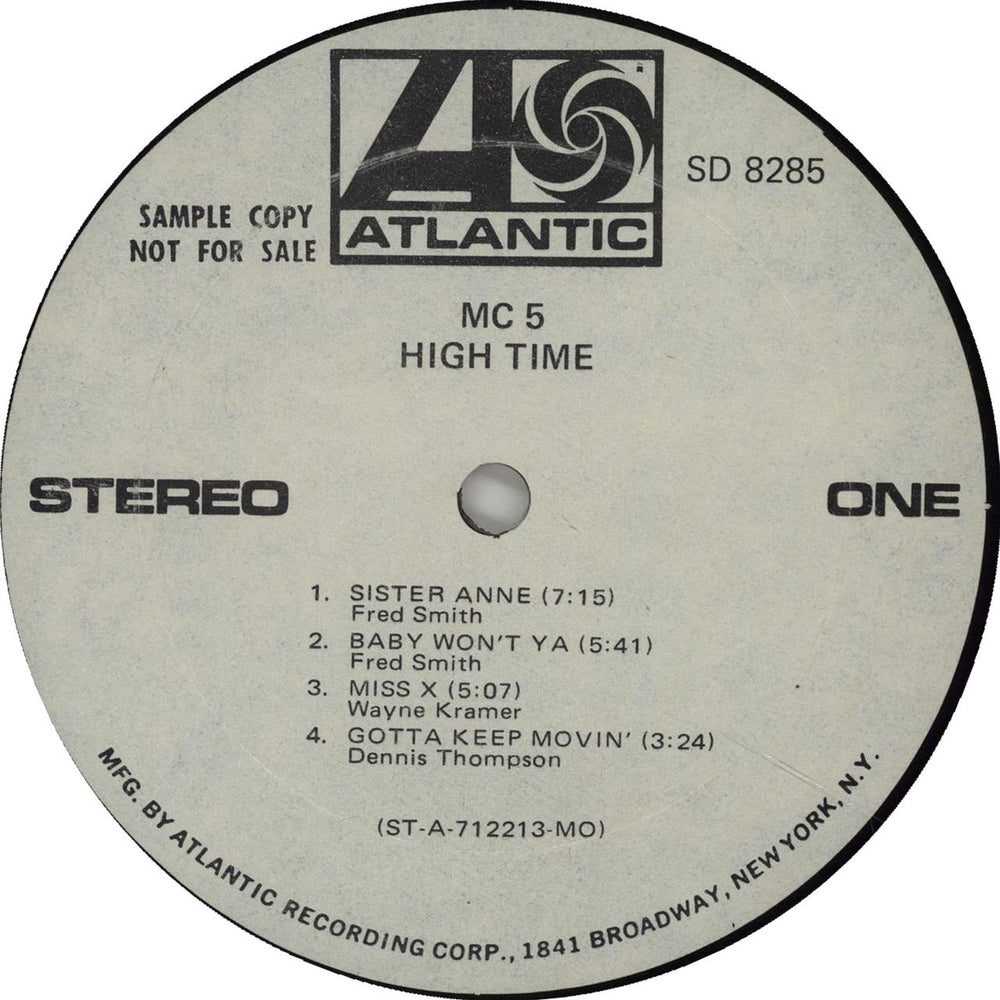 MC5 High Time US Promo vinyl LP album (LP record) MC5LPHI666863