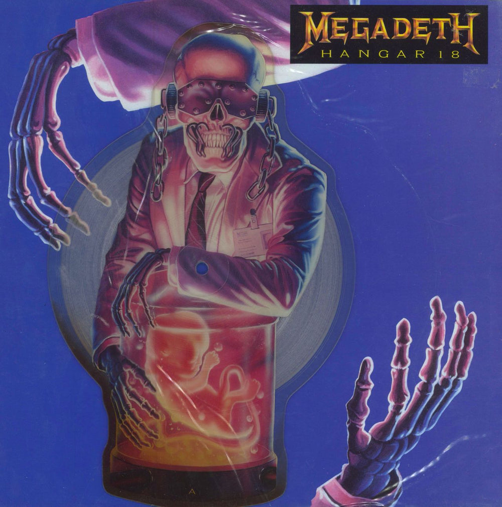 Megadeth Hangar 18 - tea-stained UK shaped picture disc (picture disc vinyl record) CLPD604