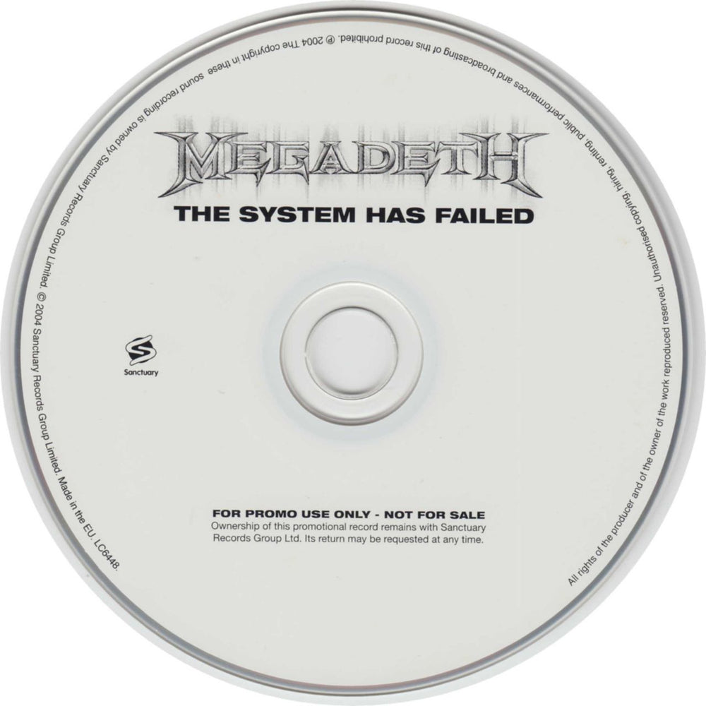 Megadeth The System Has Failed UK Promo CD album (CDLP)
