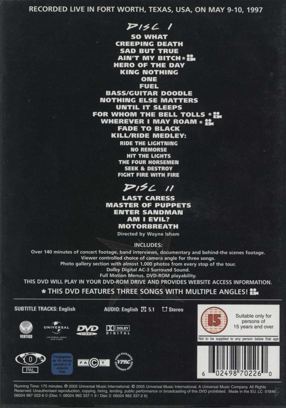 Metallica Cunning Stunts UK DVD 602498702260