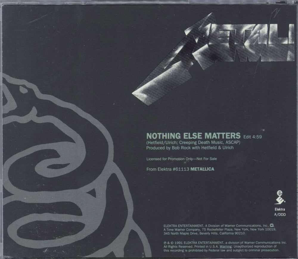 Metallica Nothing Else Matters - Edit US Promo CD single (CD5 / 5")