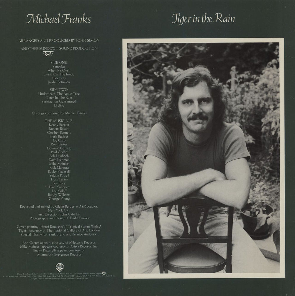 Michael Franks Tiger In The Rain US vinyl LP album (LP record)