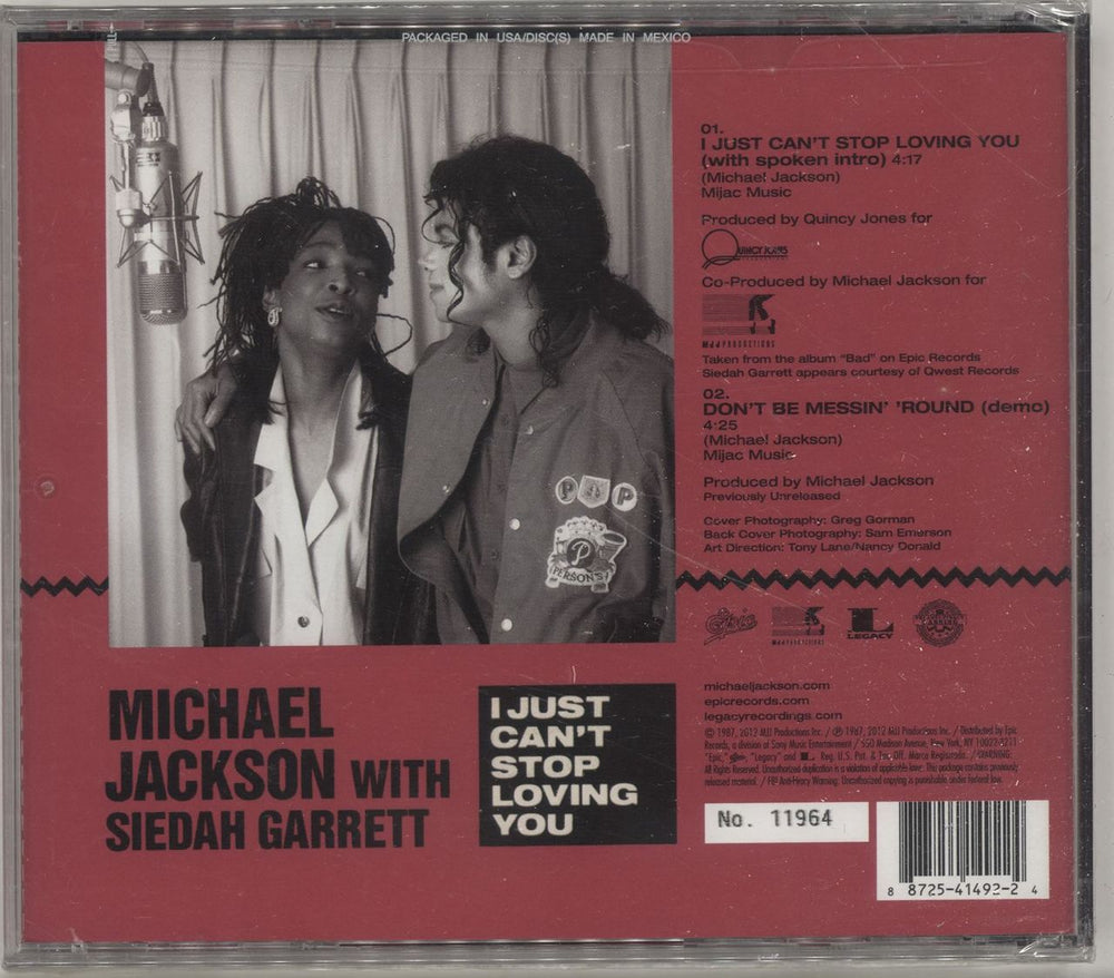 Michael Jackson I Just Can't Stop Loving You US CD single (CD5 / 5") M-JC5IJ696111