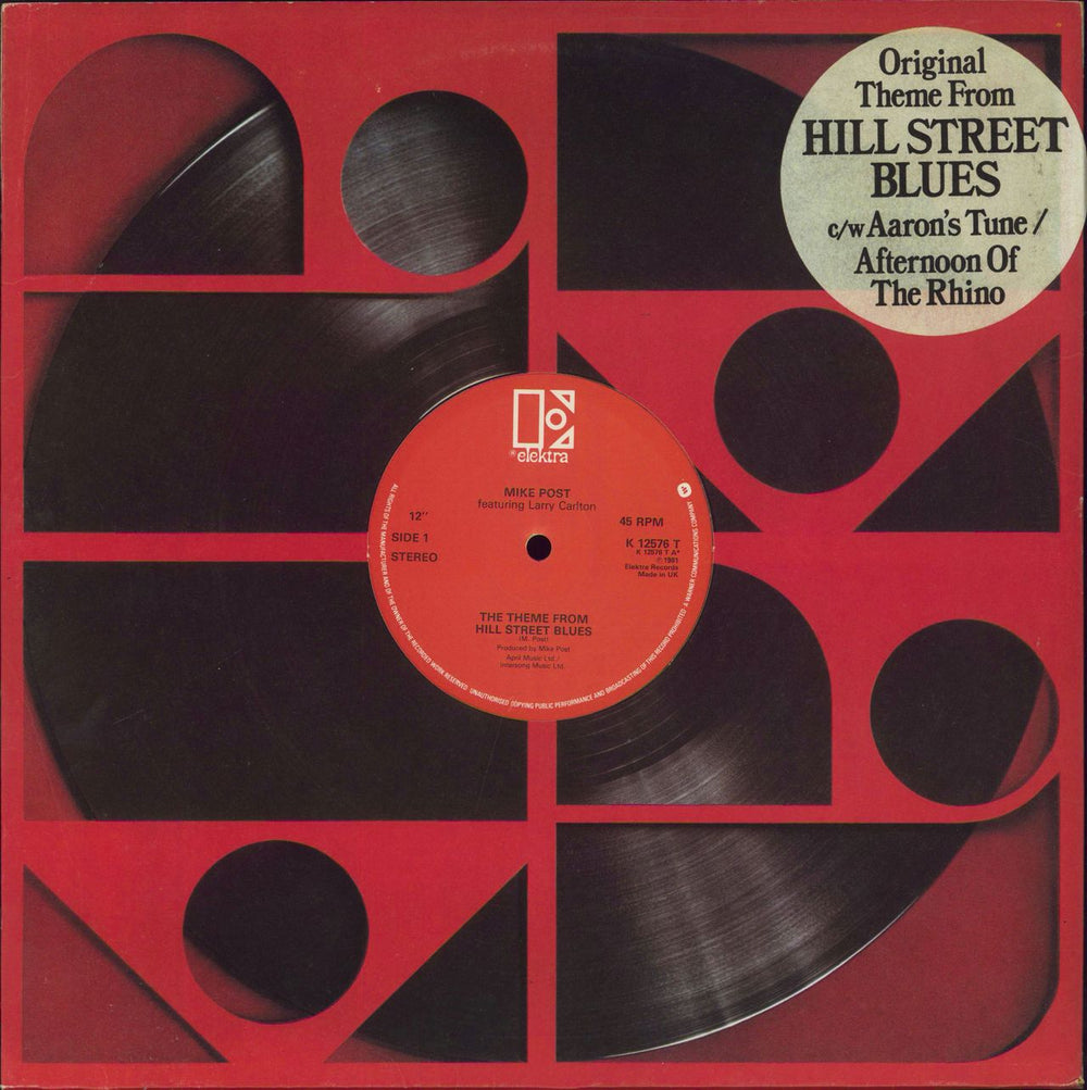 Mike Post The Theme From Hill Street Blues - Stickered sleeve UK 12" vinyl single (12 inch record / Maxi-single) K12576T