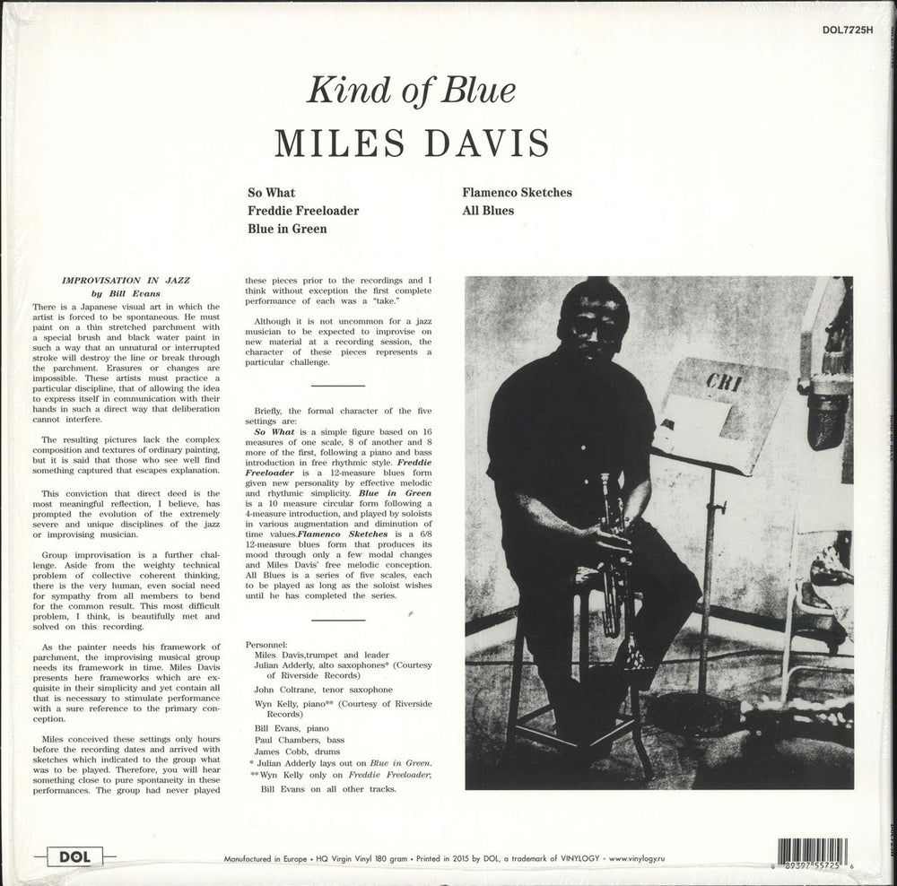 Miles Davis Kind Of Blue - 180gm UK vinyl LP album (LP record) 889397557256