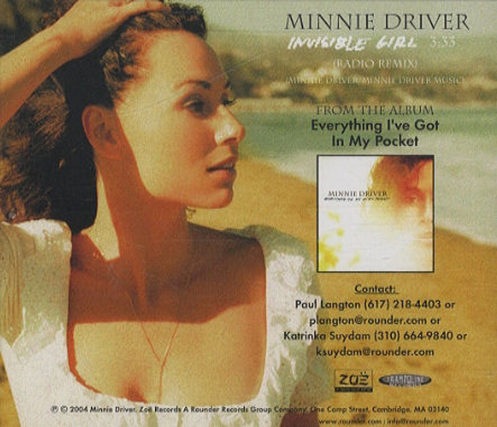 Minnie Driver Invisible Girl US Promo CD single (CD5 / 5") 1309P