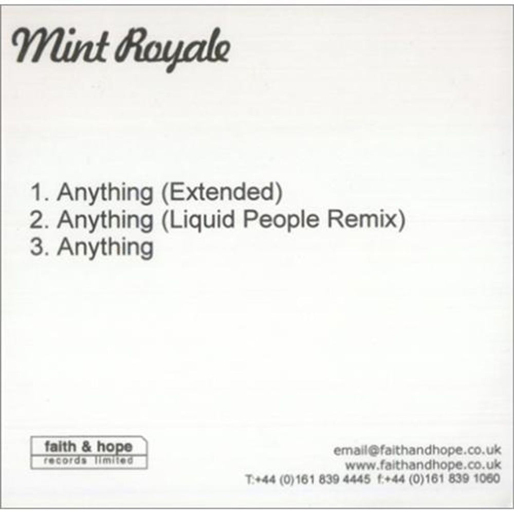 Mint Royale Anything UK Promo CD-R acetate CD-R ACETATE