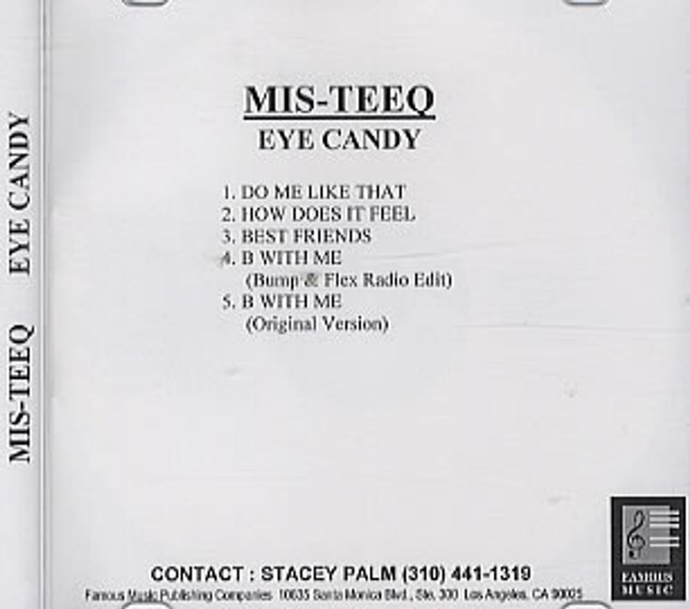 Mis-Teeq Eye Candy US Promo CD-R acetate CDR ACETATE