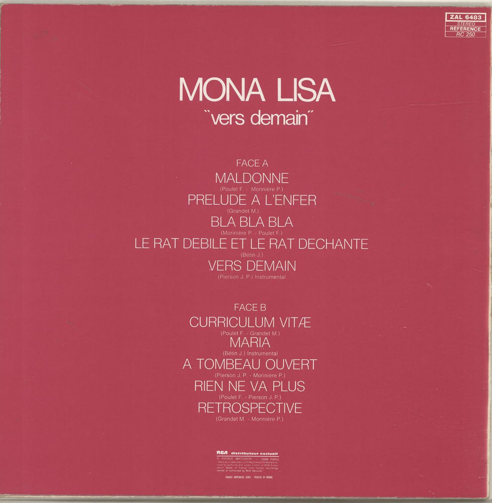 Mona Lisa (70S) Vers Demain French vinyl LP album (LP record)