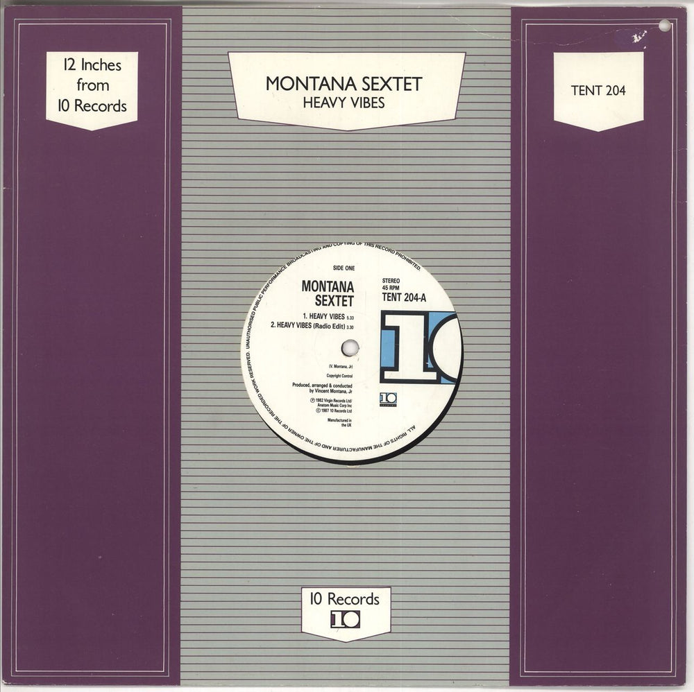 Montana Sextet Heavy Vibes UK 12" vinyl single (12 inch record / Maxi-single) TENT204