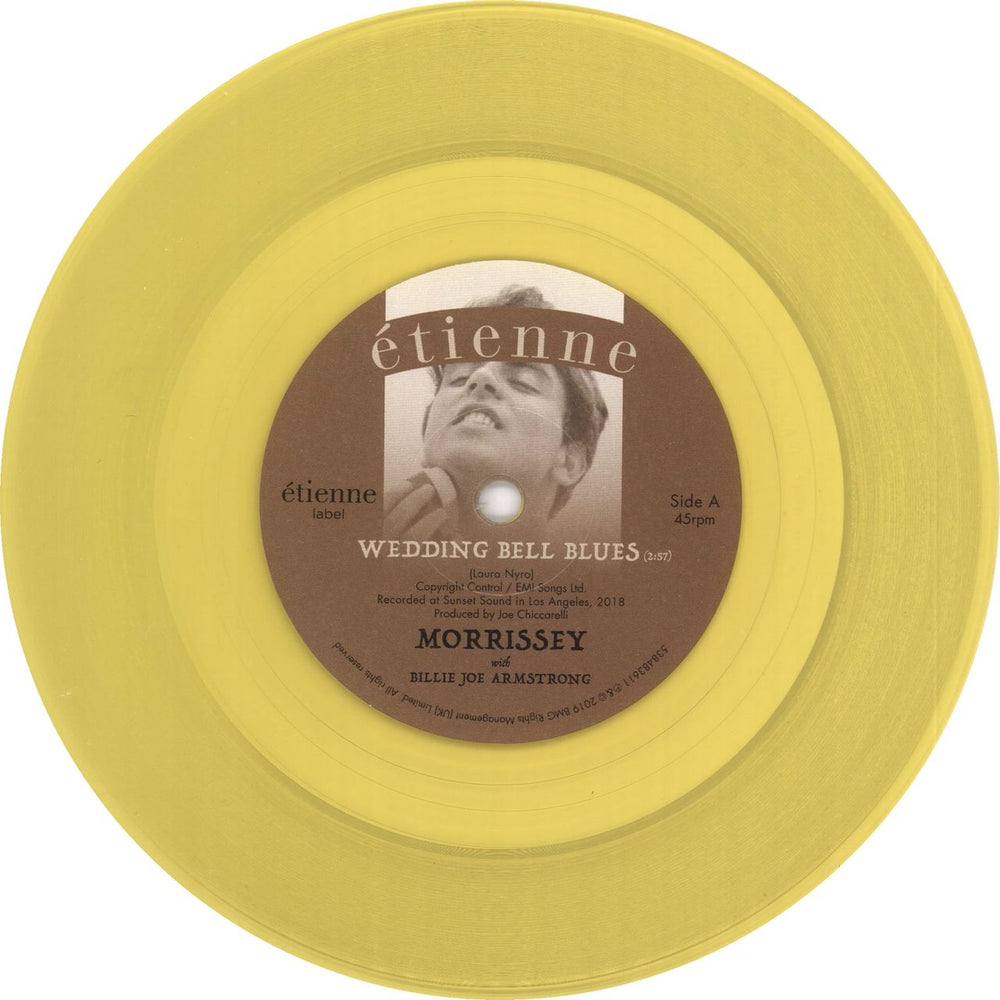 Morrissey Wedding Bell Blues - Yellow Vinyl UK 7" vinyl single (7 inch record / 45) MOR07WE721580