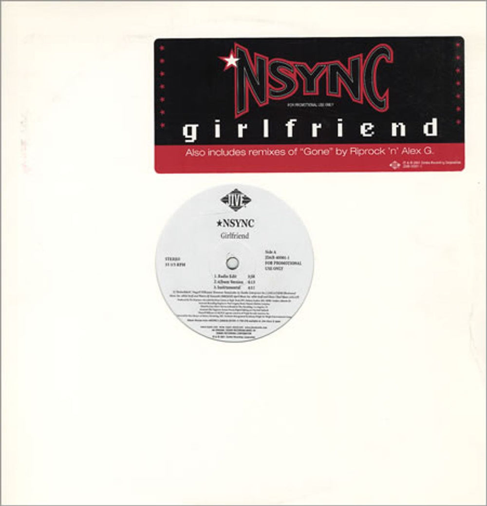 N Sync Girlfriend US Promo 12" vinyl single (12 inch record / Maxi-single) JDAB-40001-1