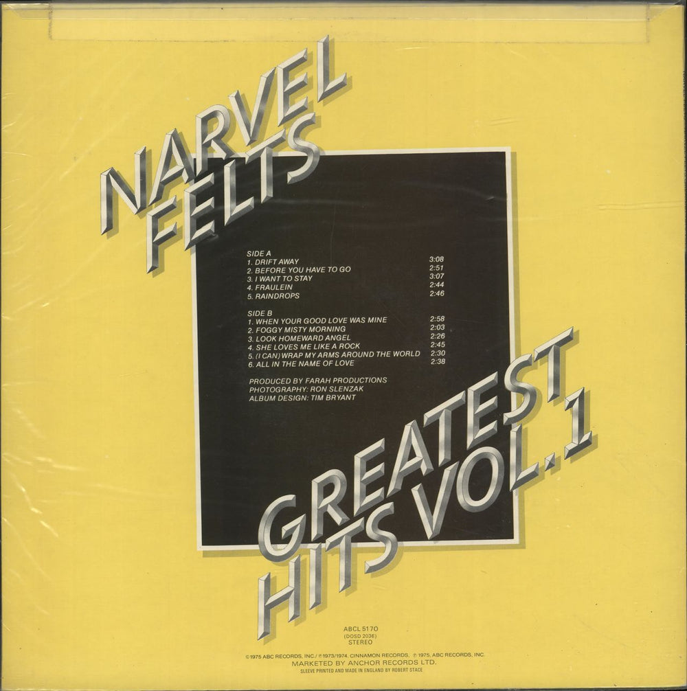 Narvel Felts Greatest Hits Vol.1 UK vinyl LP album (LP record)