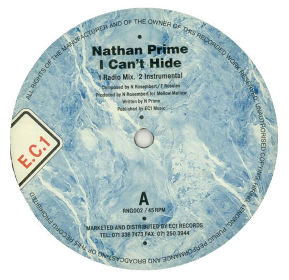 Nathan Prime I Can't Hide UK 12" vinyl single (12 inch record / Maxi-single) RNG002