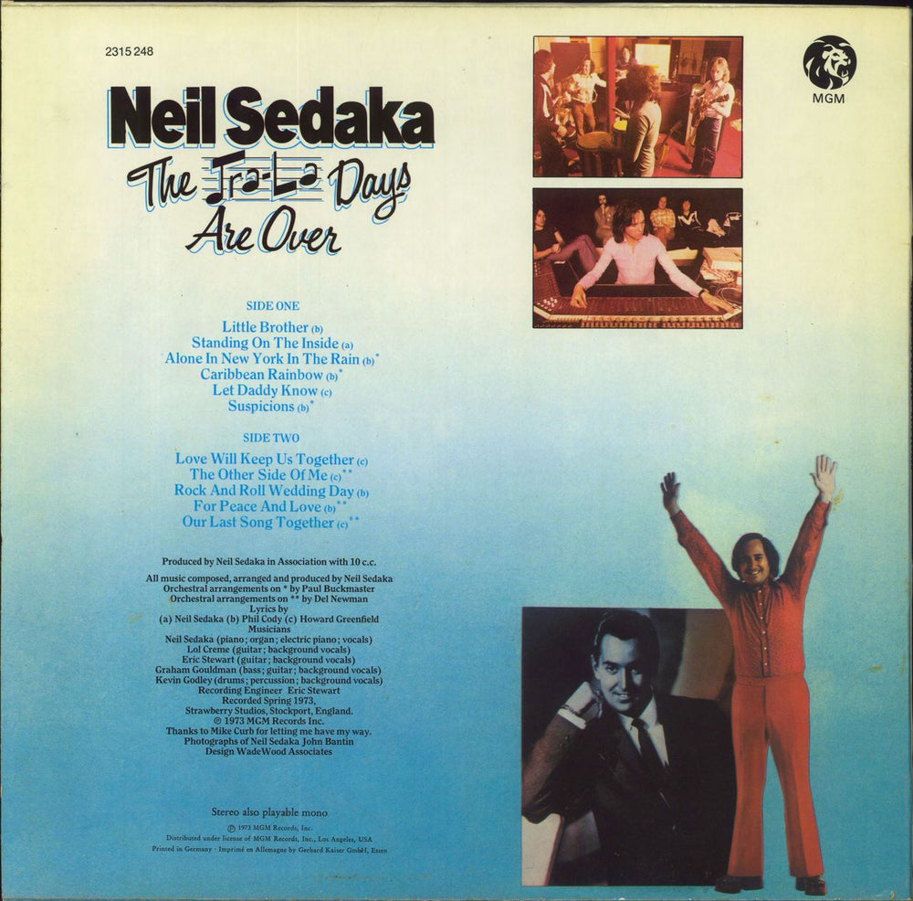 Neil Sedaka The Tra-La Days Are Over German vinyl LP album (LP record)