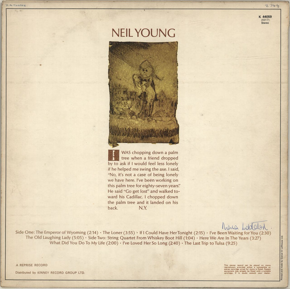 Neil Young Neil Young - 70s - Tan Label - EX UK vinyl LP album (LP record)