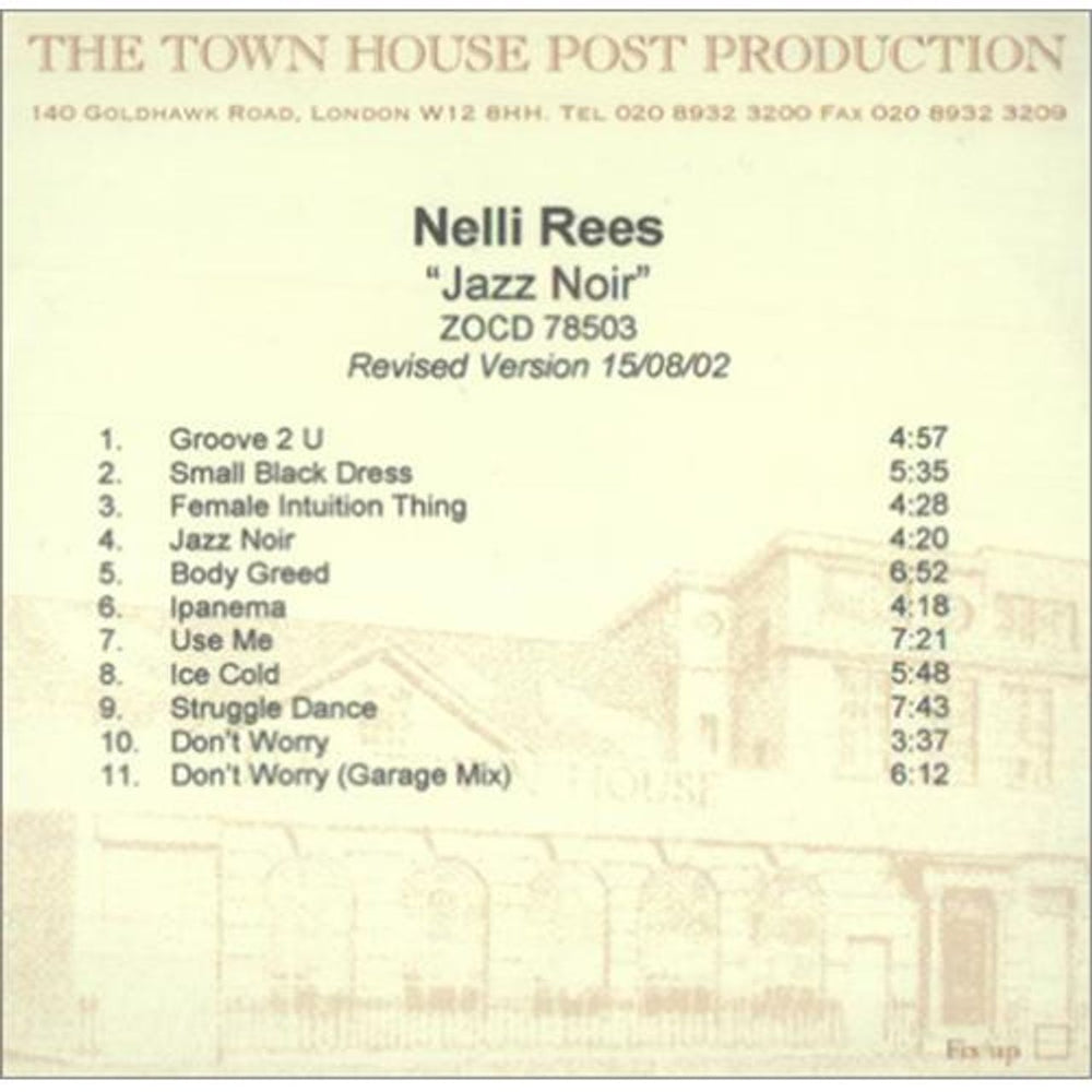 Nelli Rees Jazz Noir - Revised Version 15/08/02 UK Promo CD-R acetate CD-R ACETATE