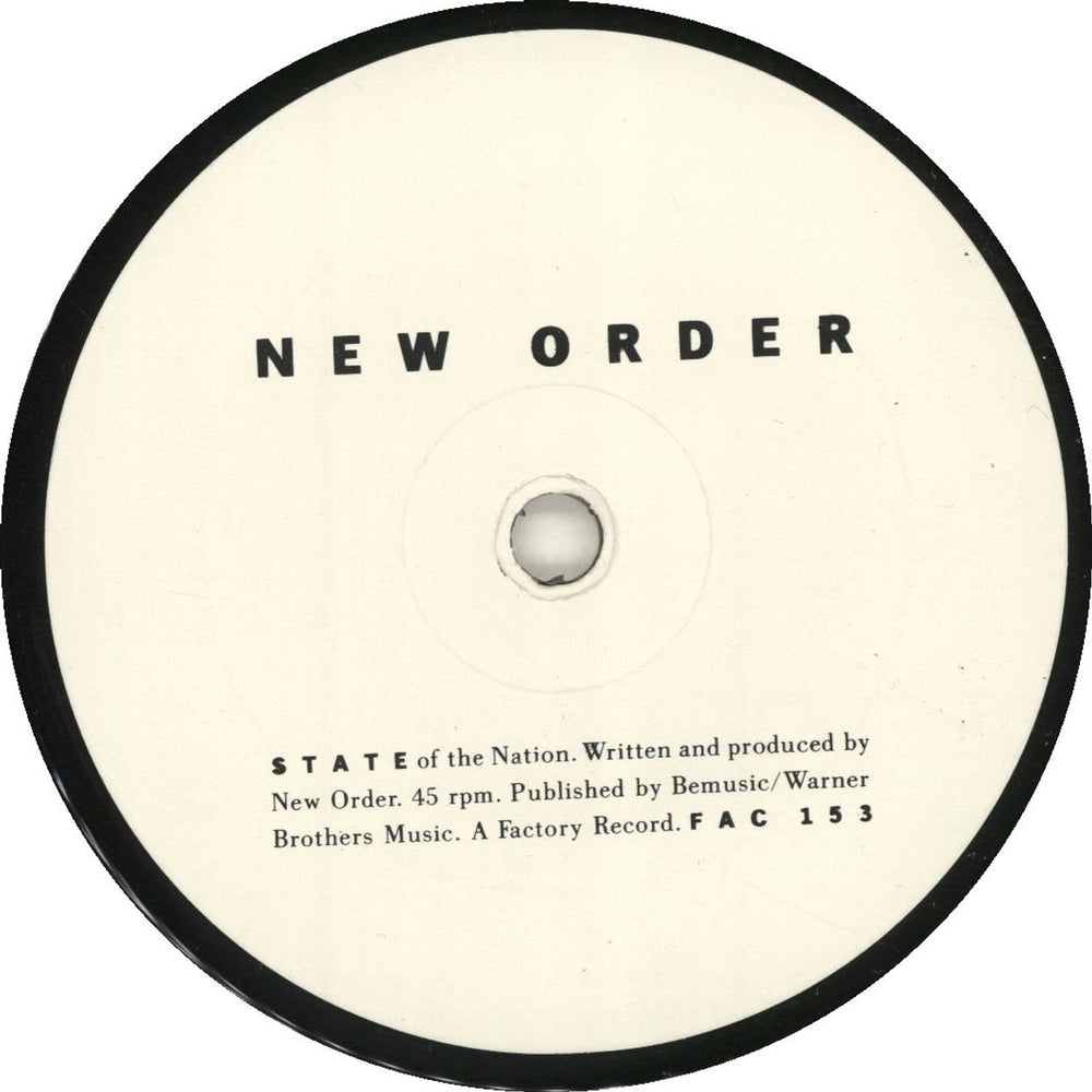 New Order State Of The Nation UK 7" vinyl single (7 inch record / 45) NEW07ST67067