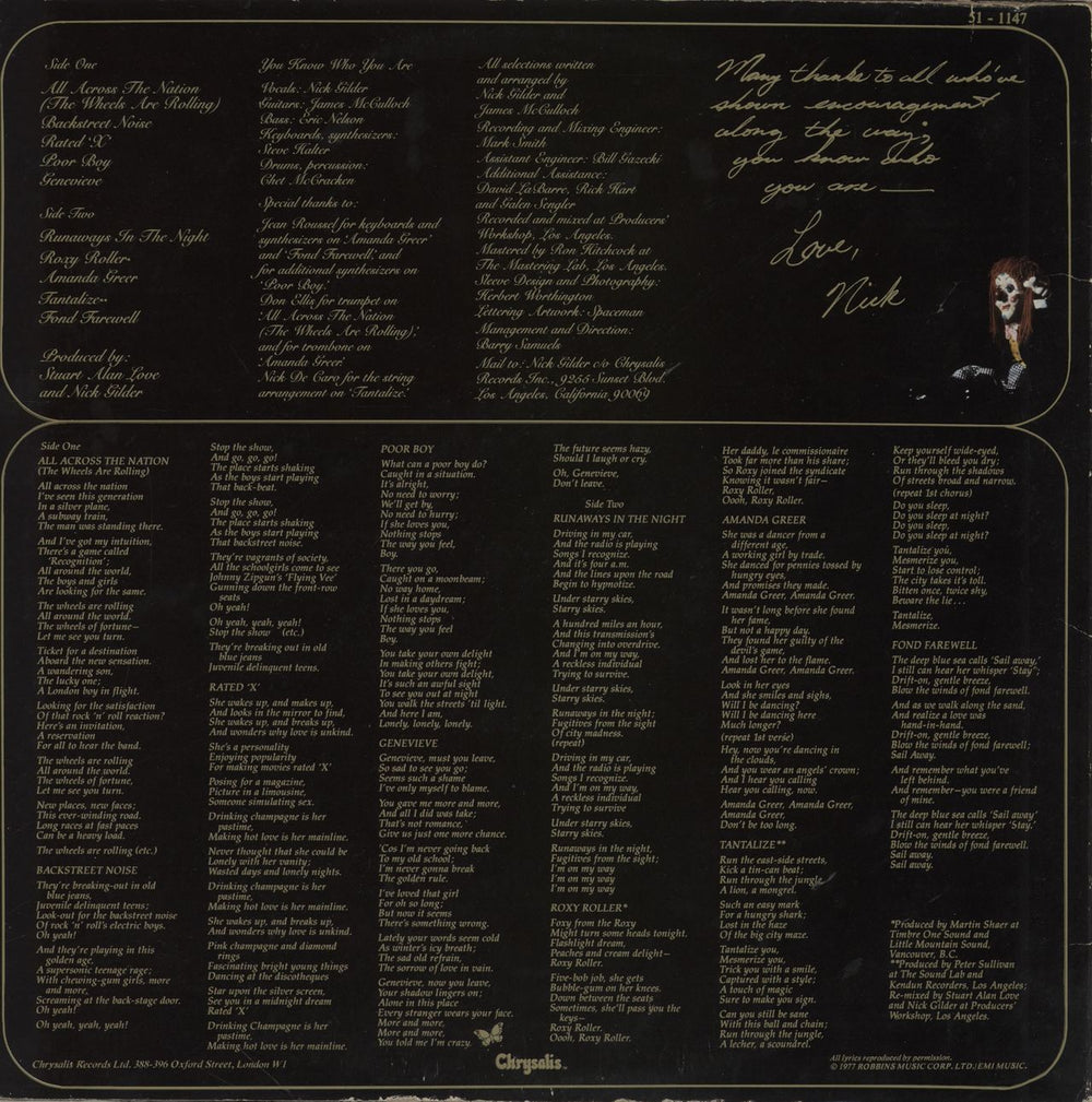 Nick Gilder You Know Who You Are Dutch vinyl LP album (LP record)