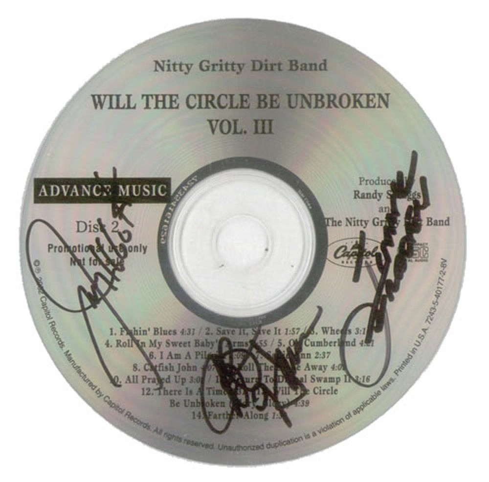 Nitty Gritty Dirt Band Will The Circle Be Unbroken Vol.3 US Promo 2 CD album set (Double CD) NGD2CWI542930