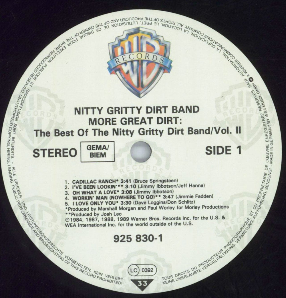 Nitty Gritty More Great Dirt: The Best Of The Nitty Gritty Dirt Band Vol. II German vinyl LP album (LP record) NC7LPMO820808