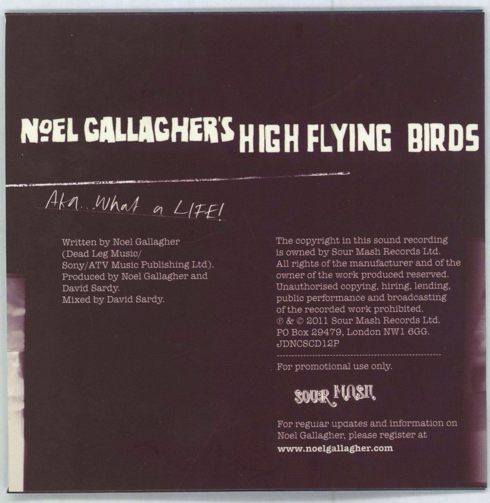 Noel Gallagher Aka...What A Life! UK Promo CD single (CD5 / 5")