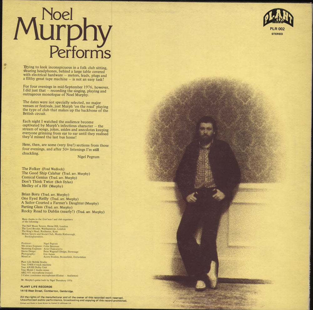 Noel Murphy Noel Murphy Performs UK vinyl LP album (LP record)