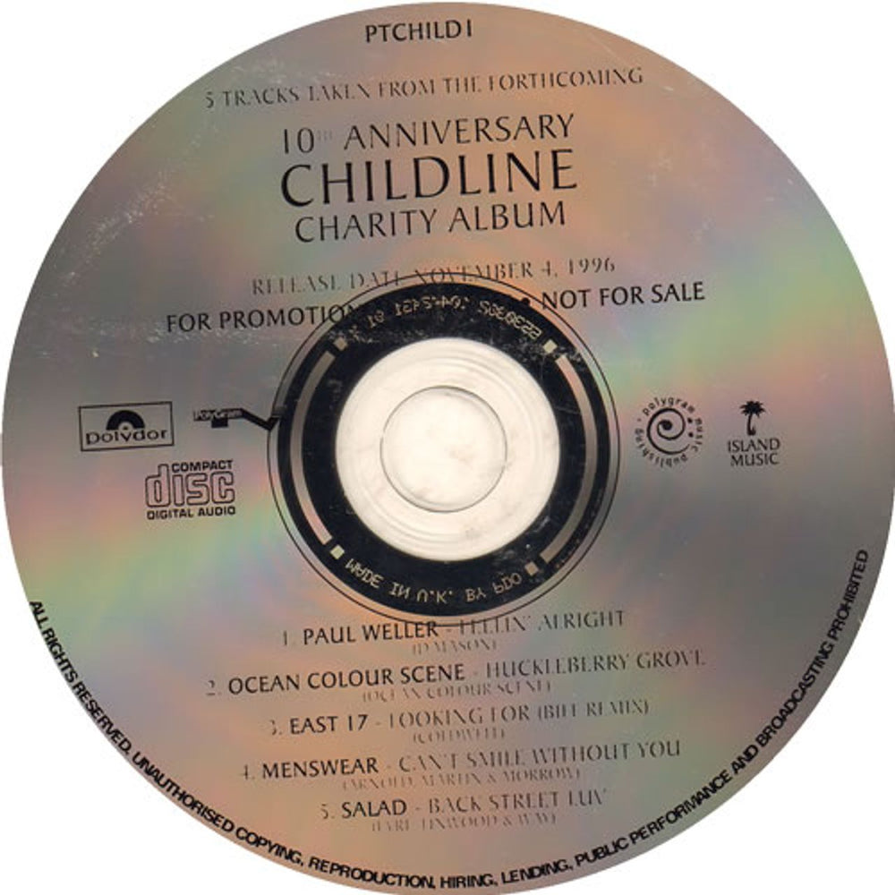 Ocean Colour Scene Childline Sampler UK Promo CD single (CD5 / 5") PTCHILD1