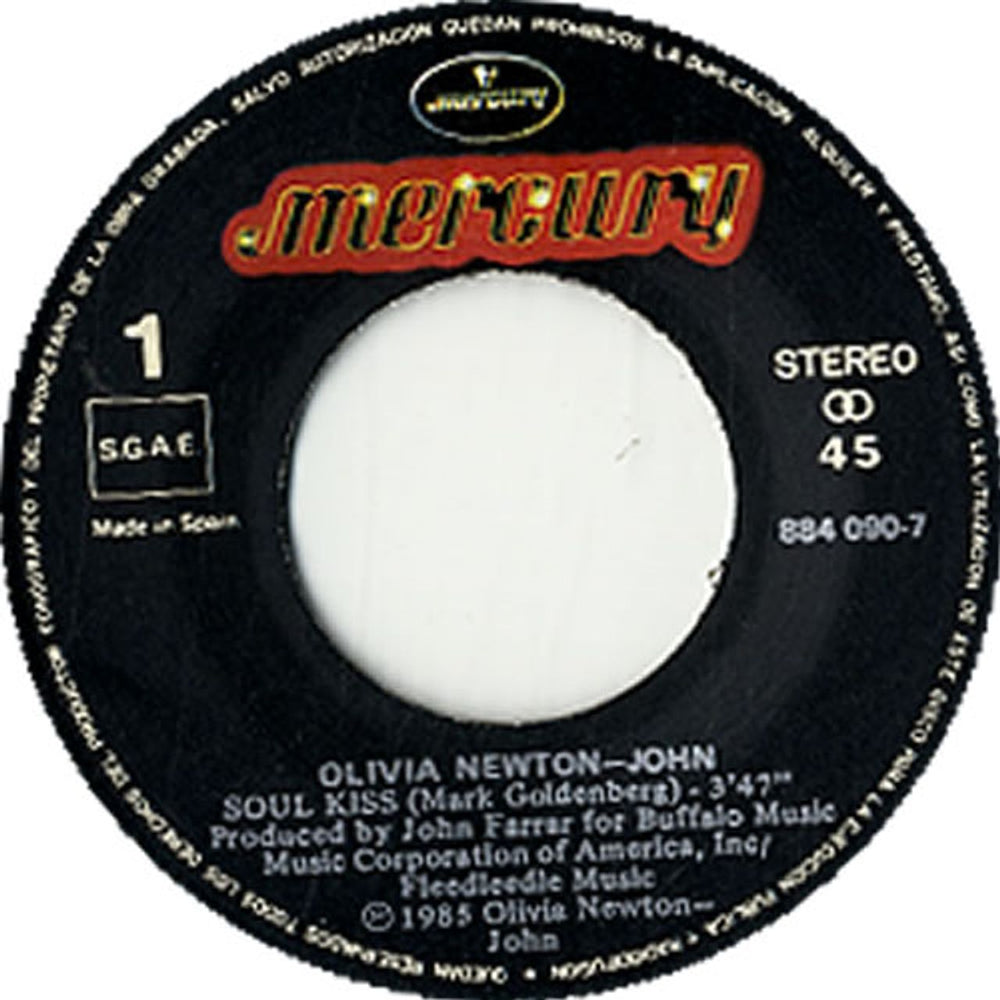 Olivia Newton John Soul Kiss Spanish 7" vinyl single (7 inch record / 45) ONJ07SO414186