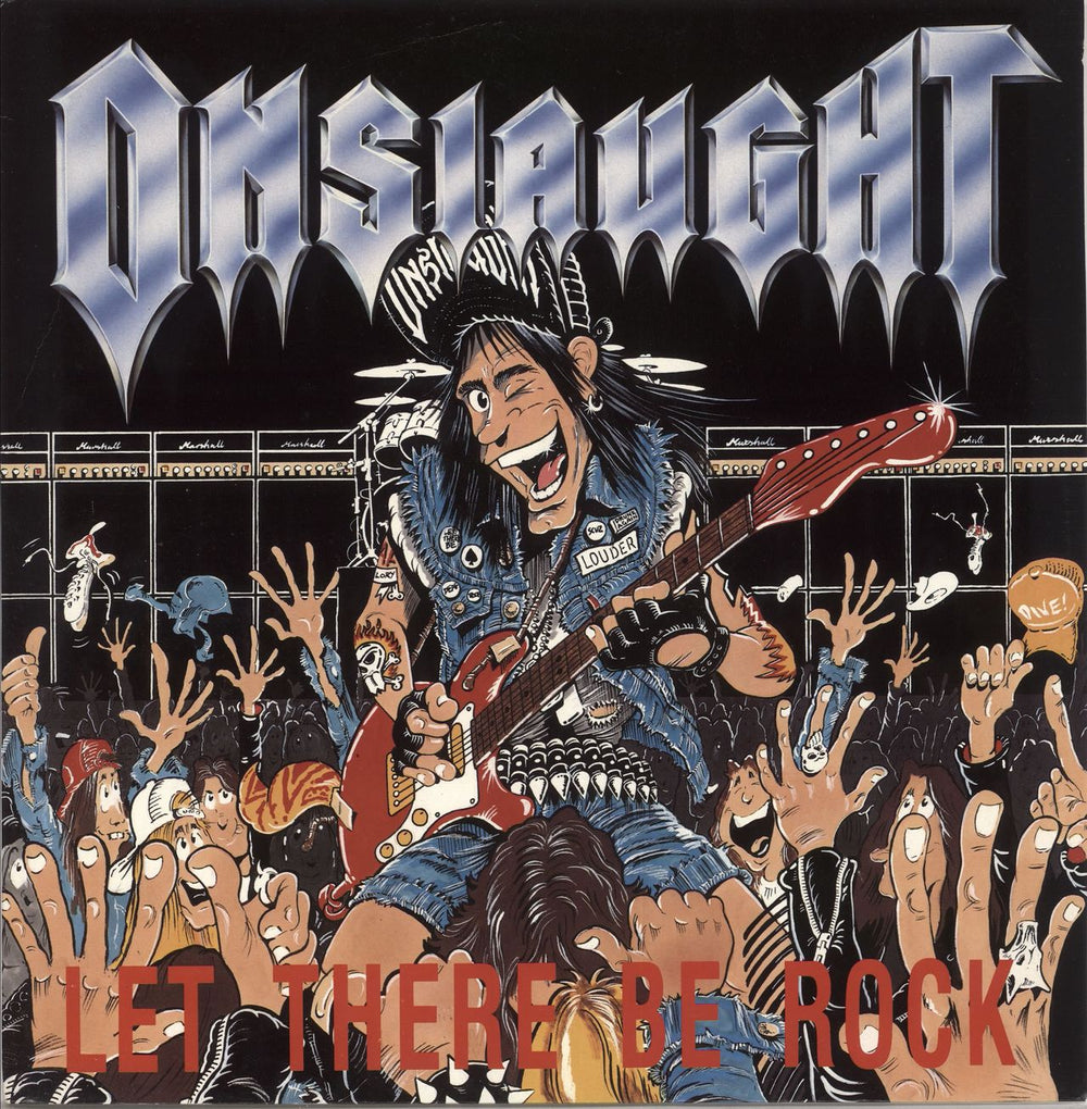 Onslaught Let There Be Rock UK 12" vinyl single (12 inch record / Maxi-single) LONX224