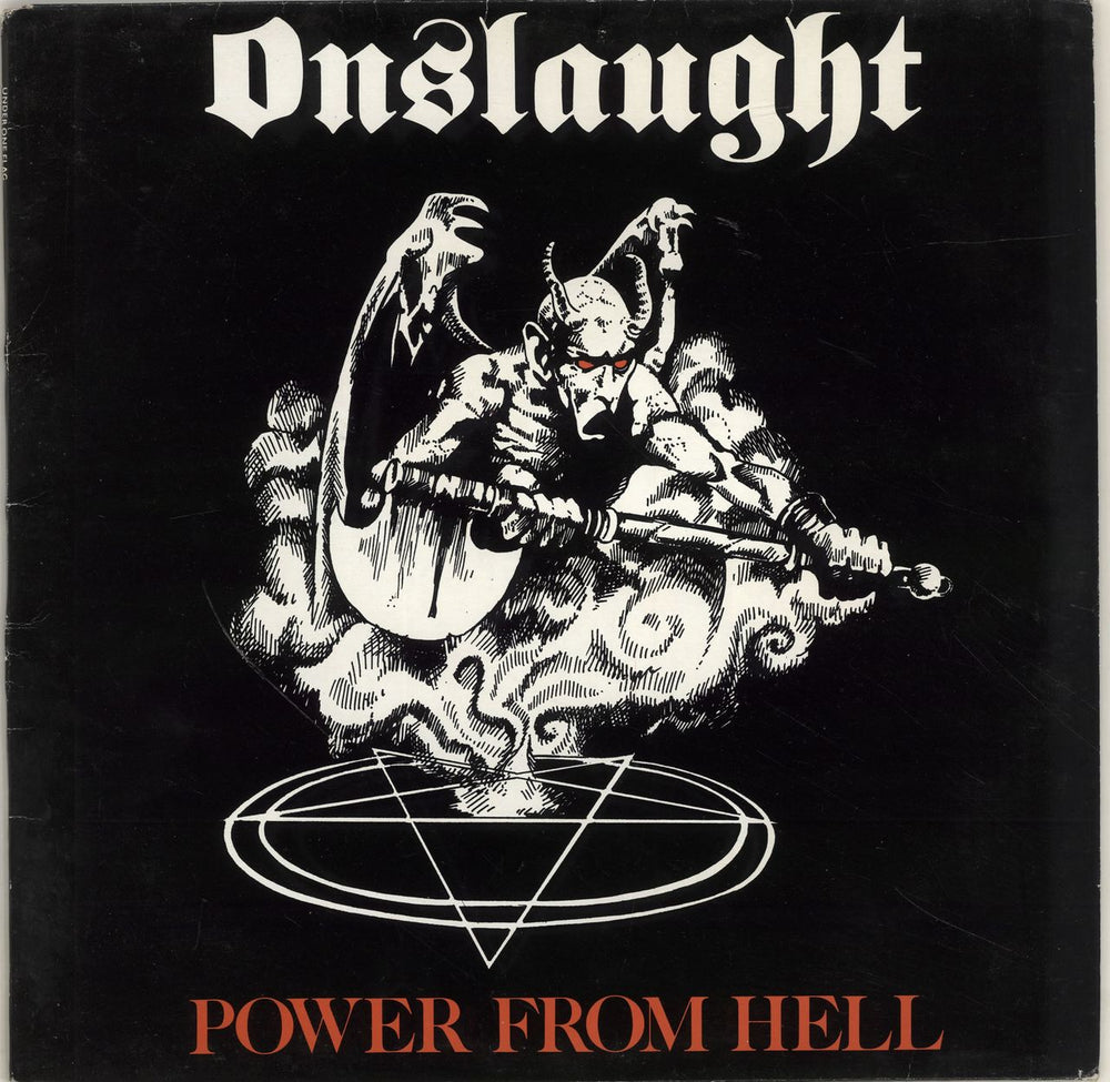 Onslaught Power From Hell UK vinyl LP album (LP record) FLAG7