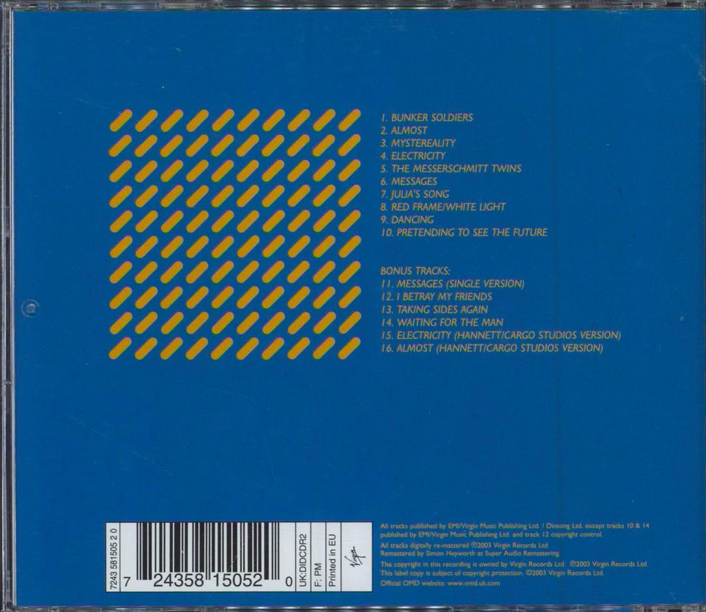 Orchestral Manoeuvres In The Dark Orchestral Manoeuvres In The Dark UK CD album (CDLP) 724358150520