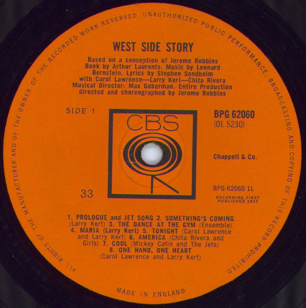 Original Cast Recording West Side Story - 1st UK vinyl LP album (LP record) 1OCLPWE804552